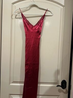 Urban Outfitters Red Satin Slip Midi Dress